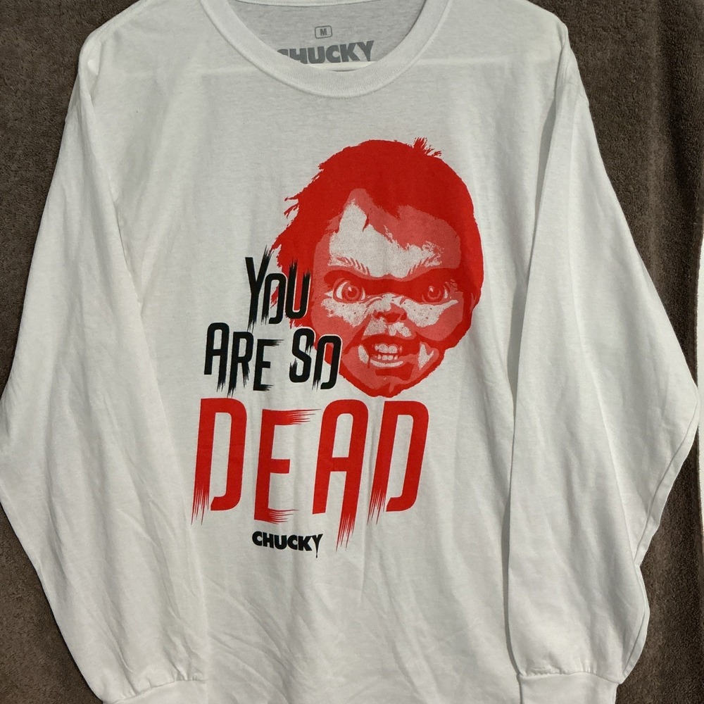 Chucky Child's Play "You Are So Dead" White Long Sleeve Tee Sz‎ Medium NWOT
